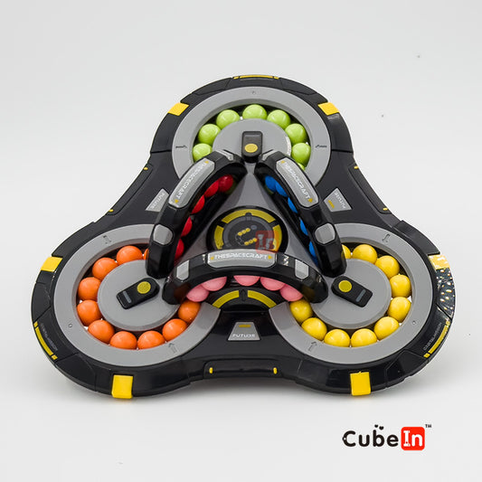 6 Rings Spacecraft Puzzle - 3D Interlocking Track Sequential Movement Hungarian Rings