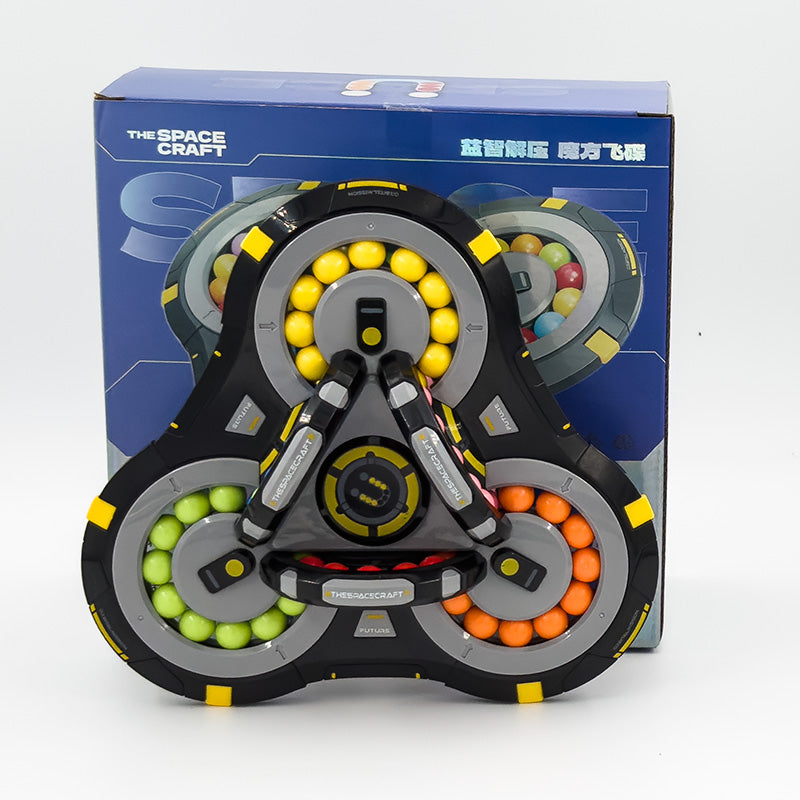 6 Rings Spacecraft Puzzle - 3D Interlocking Track Sequential Movement Hungarian Rings