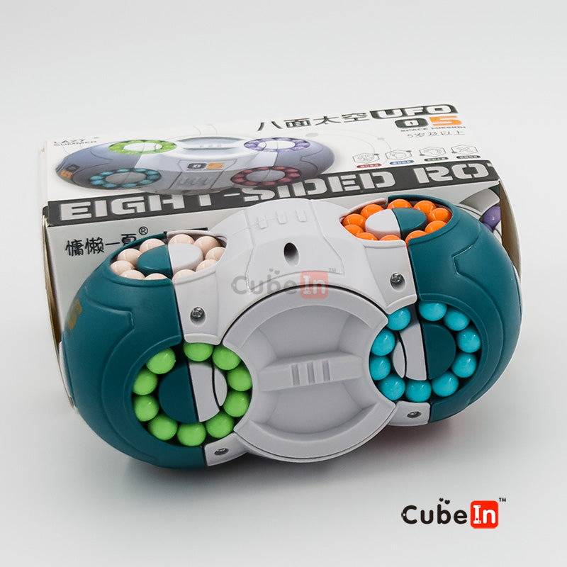 3D Eight-Sided UFO Rotating Beads Puzzle - Multi-Axis Hungarian Rings Variant