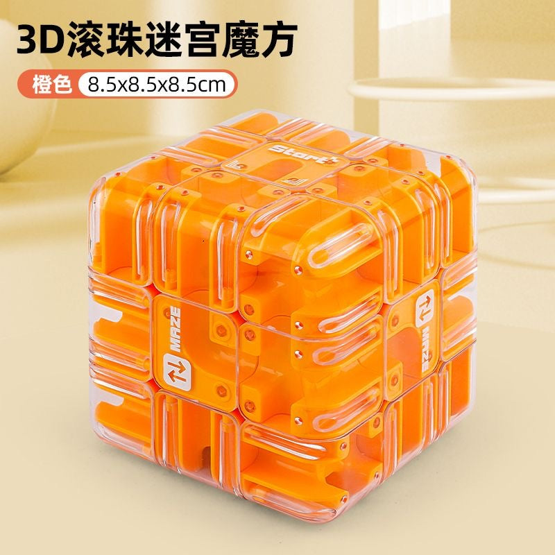 3D Maze 3x3 Cube Rolling Puzzle with Steel Ball