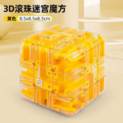 3D Maze 3x3 Cube Rolling Puzzle with Steel Ball